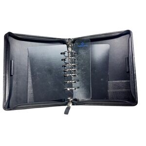 Franklin Covey Compact Zip Planner Binder Black Organizer 6 Ring USA Made